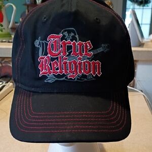 True Religion Black Cap with Red Stitching